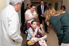 First Lady Melania Trump visiting pediatric patients at Boston Medical Center