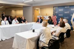 First Lady Melania Trump participating in a roundtable at Boston Medical Center with Secretary Alex Azar