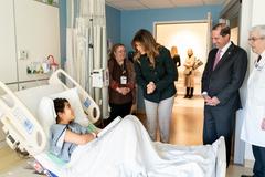 First Lady Melania Trump greeting patients at Boston Medical Center pediatric wing