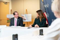 First Lady Melania Trump participating in a roundtable discussion at Boston Medical Center with Secretary Alex Azar