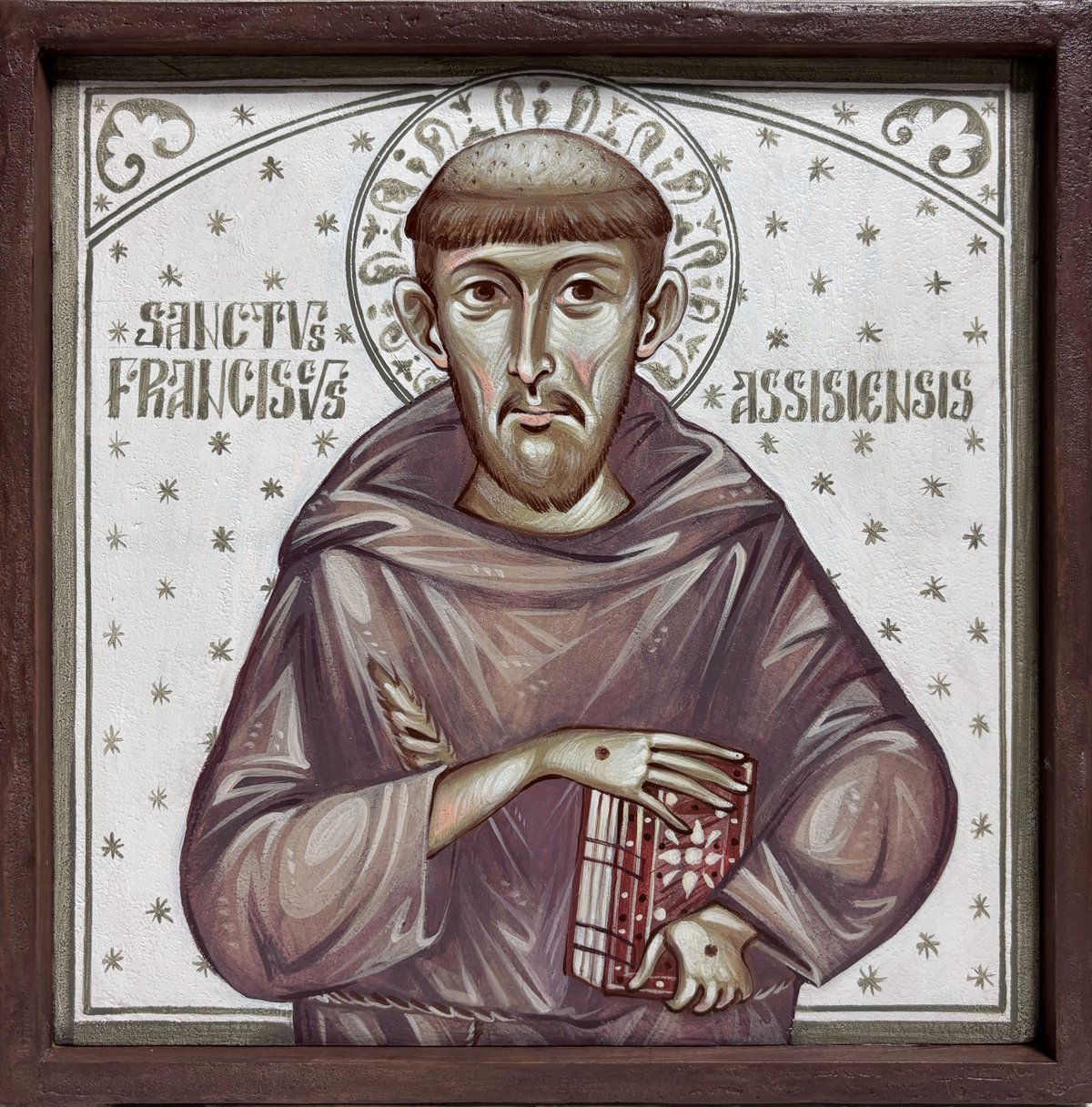 Byzantine-style icon of St. Francis of Assisi painted by Bogdan Solomenco