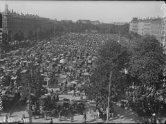 Market day at Grønttorvet, Israels Plads, Copenhagen with vibrant stalls and people
