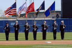 Joint Services Color Guard presenting the colors at MLB exhibition game between Washington Nationals and Baltimore Orioles at Harbor Park