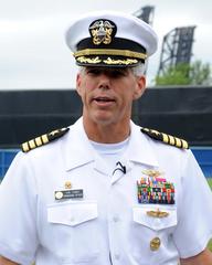 U.S. Navy Capt. Karl O. Thomas interviewing for USS Abraham Lincoln's weekly podcast at Harbor Park Stadium in Norfolk, Virginia, July 25, 2013.