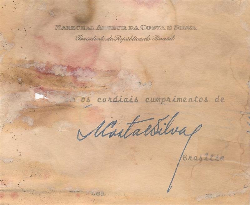 Palácio do Planalto card signed by President Artur da Costa e Silva following the 1967 Constitution of Brazil