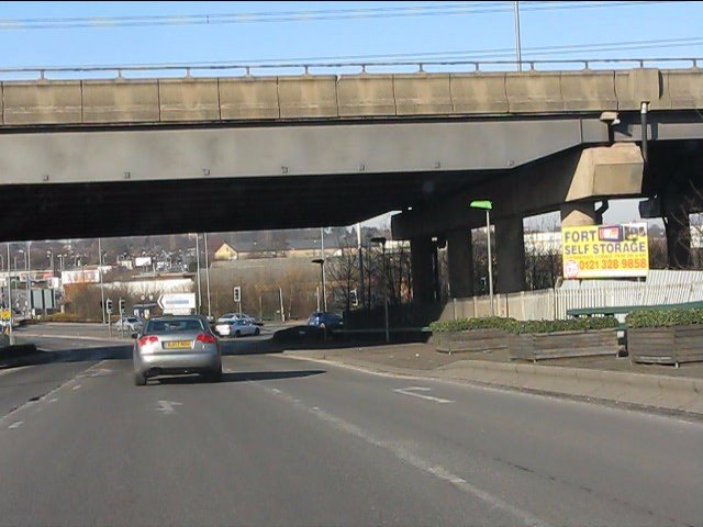 Bromford Viaduct on M6 motorway at Bromford Lane roundabout in Birmingham, UK