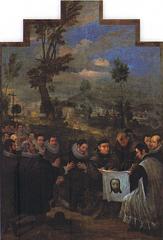 Painting Milagro de la Lagrima by Juan Conchillos Falcó in the camarín del Monasterio de la Santa Faz Alicante