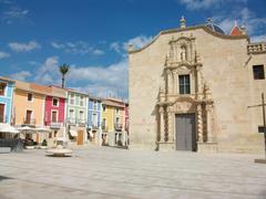 View of Plaça de Santa Faç in Alacant with church and surrounding houses