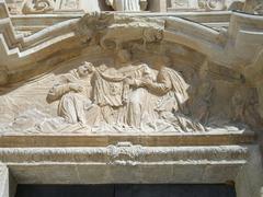 Sculptural relief on the secondary facade of the Monastery of Santa Faç in the Valencian Community