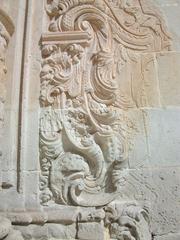 Baroque details of the facade of the Santa Faç Monastery in Alicante