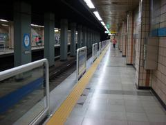 Sinyongsan Station exterior view with modern architectural design