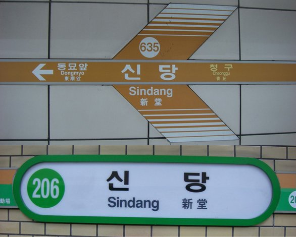 Exterior view of Shindang Station with railway tracks and surrounding buildings