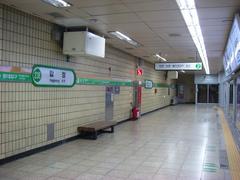 Hapjeong Station entrance in Seoul with modern architectural design and signage