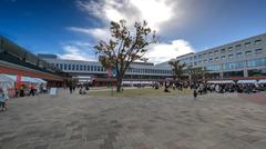 Central library building with lecture rooms on the right