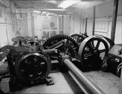 Close-up of Burnside Bridge machinery showing industrial gears and mechanical components