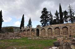 Preserved section of external defensive walls in Dafni outskirts of Athens