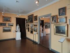 Interior view of the Cygnaeus Gallery art museum in Helsinki, Finland with classic paintings