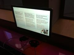 Music museum exhibition with Wikipedia banners and displays