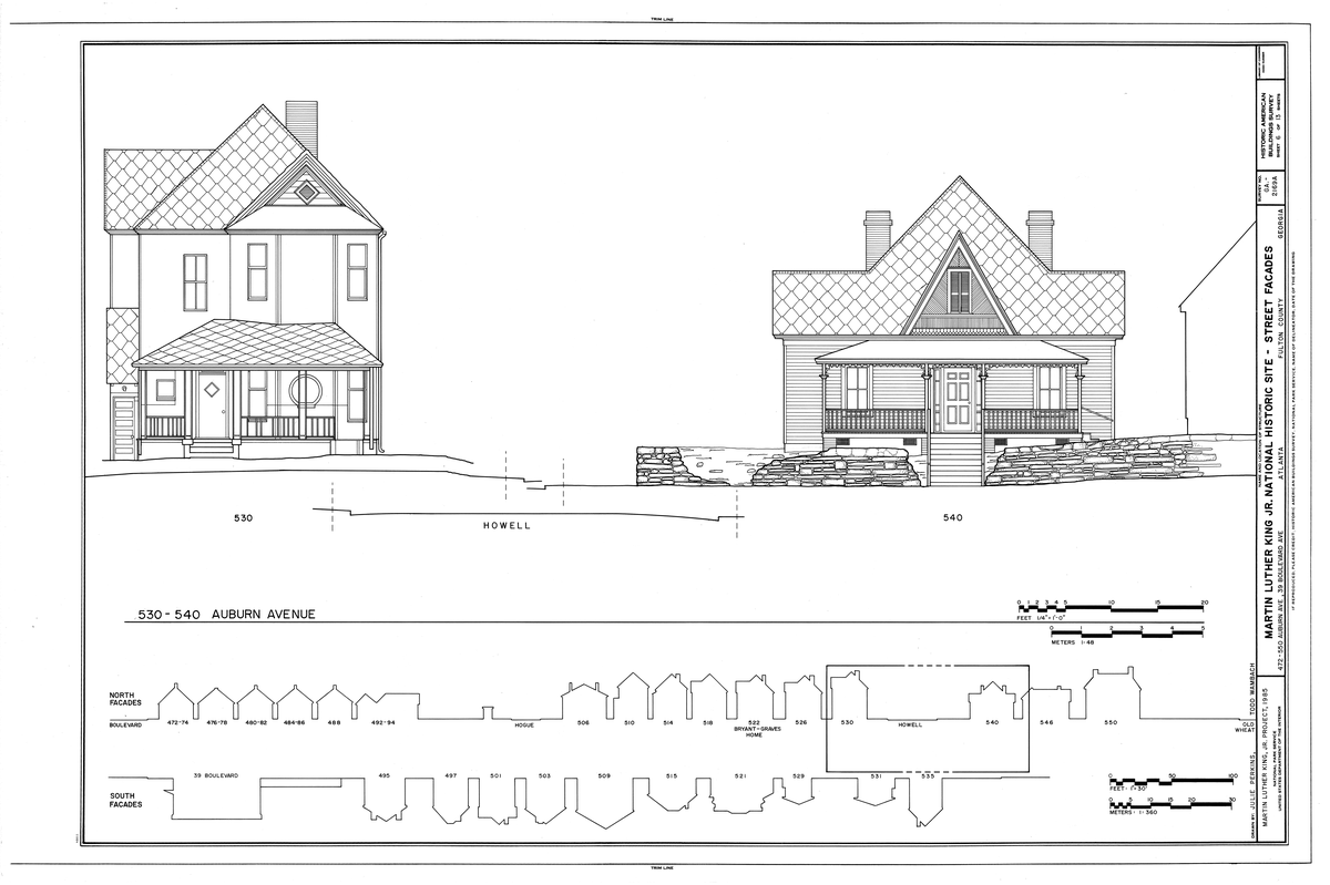 Martin Luther King Jr National Historic Site in Atlanta Georgia detailed architectural drawing