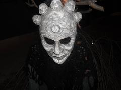 Traditional depiction of a witch for folklore exhibition