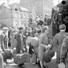 Displaced persons and refugees in Hamburg, Germany, post-World War II at a reception center in a camp formerly part of Hamburg Zoo grounds