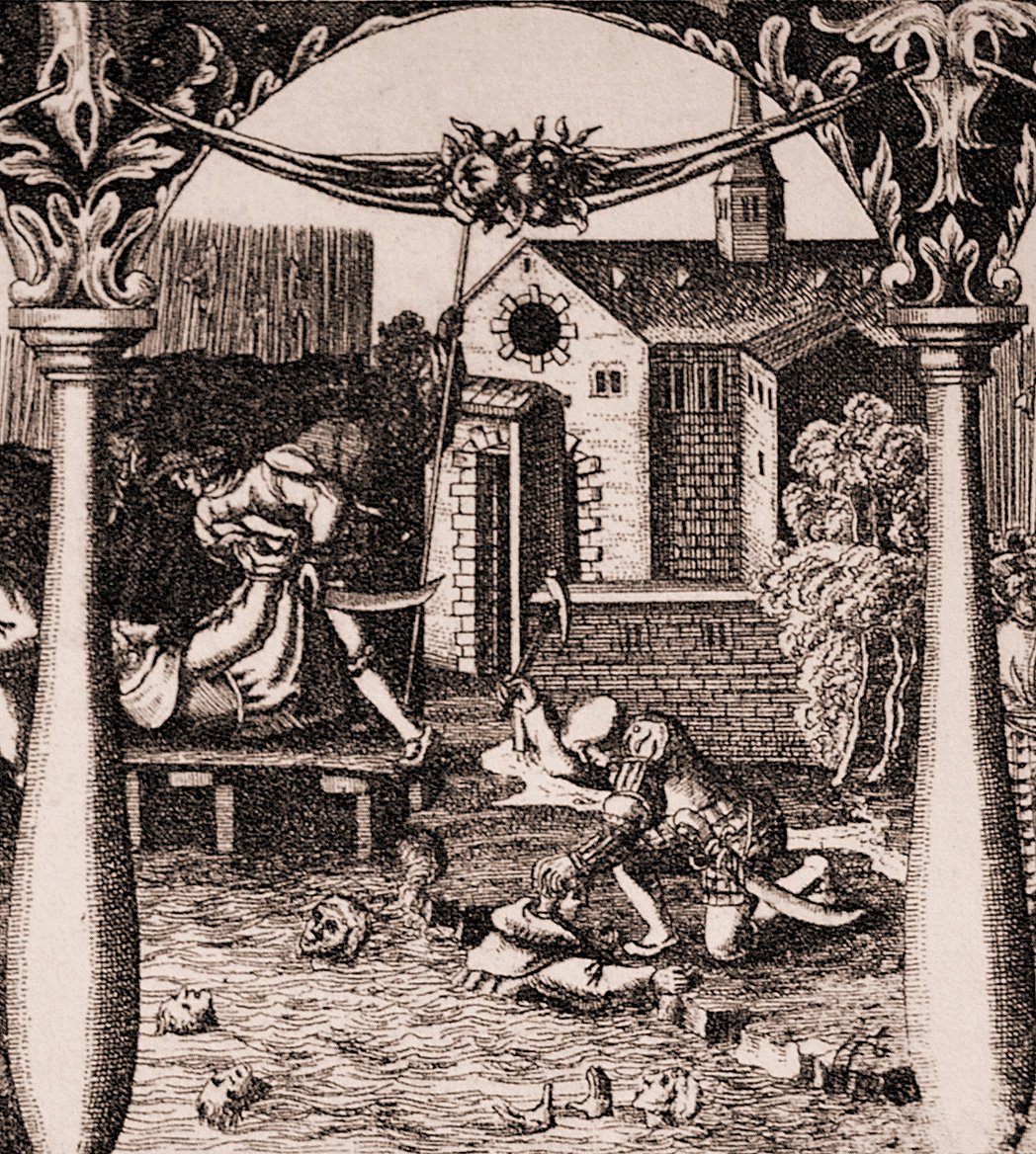 Historical depiction of the 1521 massacre at Nydala Monastery