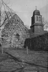Ruins of Nydala Abbey with Bondkyrkan and Klosterkyrkan churches in the background, view towards the west