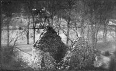 Nydala monastery ruins and Bondkyrkan church exterior view facing east