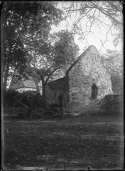 Exterior view of Bondkyrkan and Nydala monastery ruins towards northwest after conservation