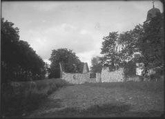 Nydala monastery ruins and Bondkyrkan church towards southwest after conservation