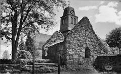 Nydala monastery ruins including Klosterkyrkan and Bondkyrkan viewed towards northwest, historical postcard