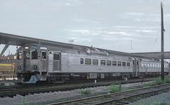 B&O commuter train 108 entering Camden Station Baltimore MD August 1969