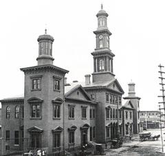 Camden Station in Baltimore Maryland in 1868 showing two wings and towers
