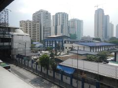 Santolan–Annapolis MRT Station platform along EDSA near Camp Crame with trains and commuters