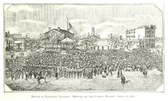 Historical painting depicting the death of President Lincoln and meeting on the Campus Martius in Detroit on April 16, 1865