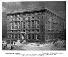 Perspective drawing of the Cunard Building in Liverpool