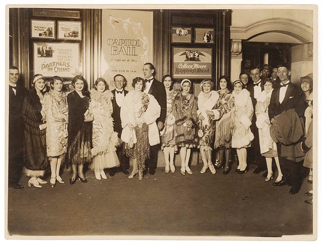 Ted Henkel and the Capitol Ballet group leaving the theatre for the Capitol Ball at the Wentworth Hotel in Sydney, 1928
