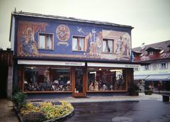 Bavarian shop with traditional mural in Oberammergau, Germany