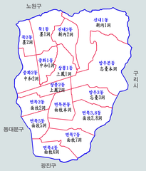 Jungnang District administrative map in Seoul, South Korea