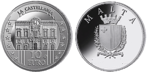 Silver commemorative coin with a detailed design