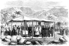 King Kamehameha V and Queen Dowager Emma laying cornerstone of Cathedral Church of Saint Andrew Honolulu 1867