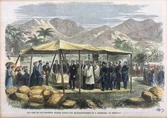 King Kamehameha V and Queen Dowager Emma of Hawaii laying the cornerstone of the Cathedral Church of Saint Andrew in Honolulu, 1867