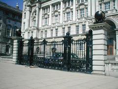The ornate gates of the Port of Liverpool Building in Liverpool, United Kingdom