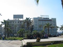 View of Alexandria city center with historic buildings and Mediterranean Sea