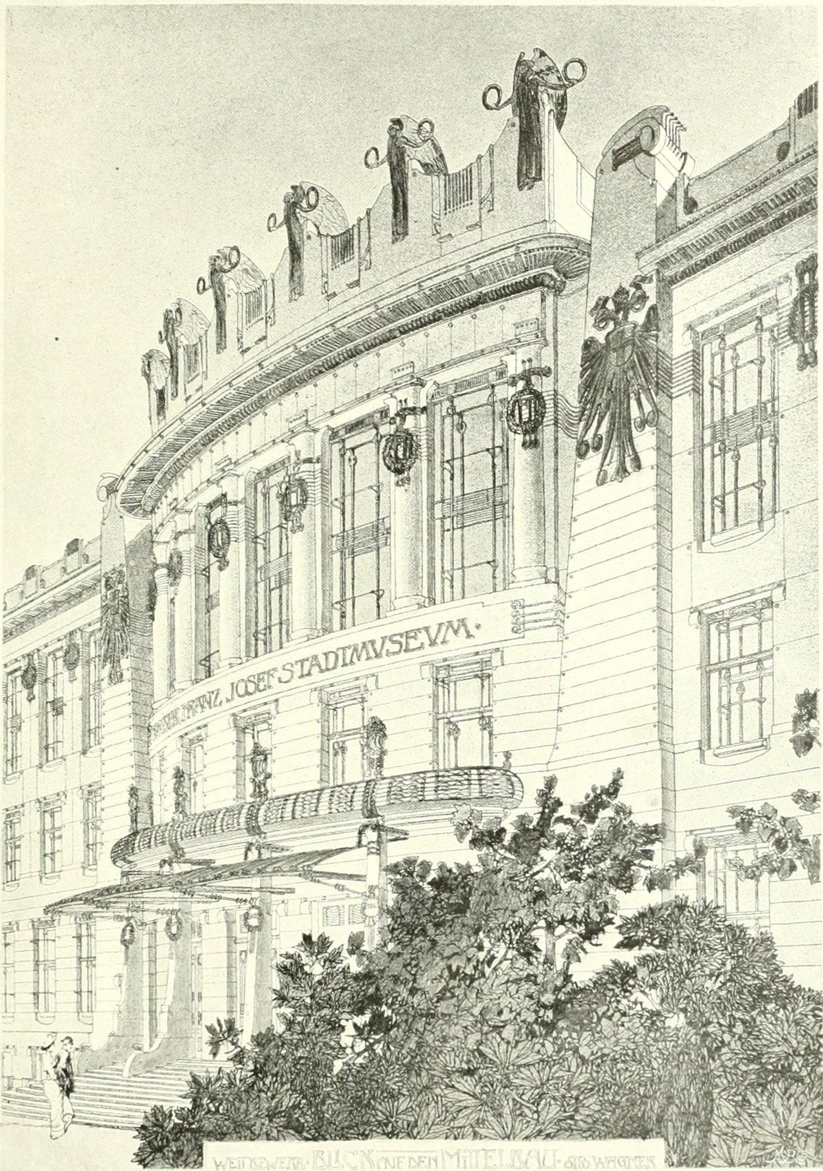 Sketch of the Historical Museum in Vienna architectural design
