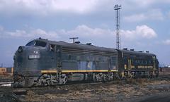 CNJ F7A 13 and N&W F7A 3690 ex-Wabash locomotives at CNJ Communipaw Ave. Engine Terminal Jersey City NJ November 8 1969