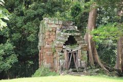Ancient Khmer temple ruins at Angkor Thom near Angkor Wat in Siem Reap, Cambodia