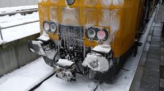 Frozen train at Central Station Amsterdam in winter