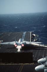 F-14A Tomcat aircraft launching from USS John F. Kennedy aircraft carrier