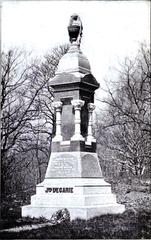Historic black and white photograph of Notre-Dame-des-Neiges Cemetery monuments in Mount Royal from 1901